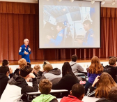Photo of Bob Springer speaking to students